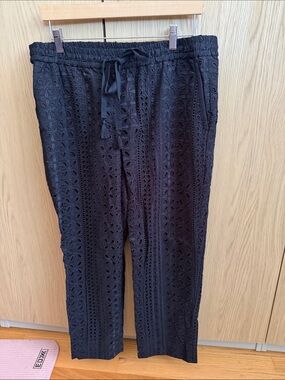 J. Crew Black Eyelet Drawstring Pants